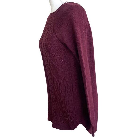 RD STYLE wine color, cable knit sweater, Cotton/ Acrylic blend , Size XS - Picture 5 of 7
